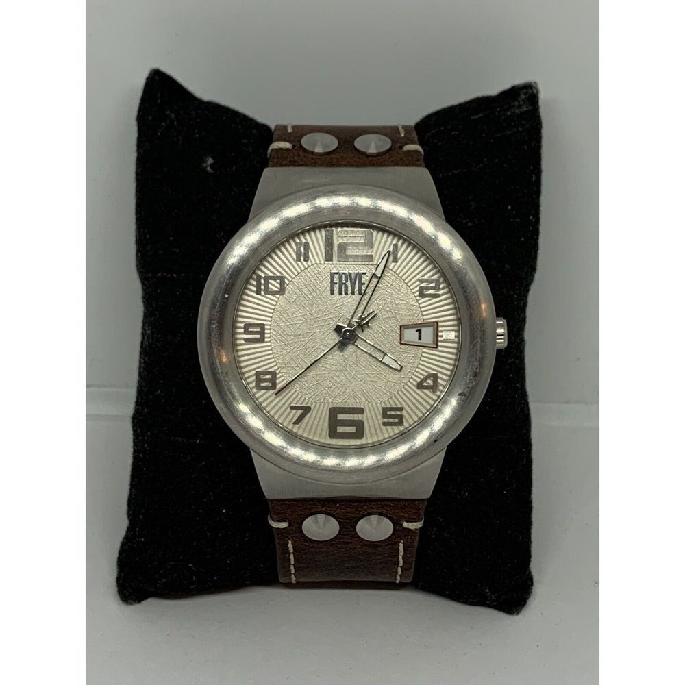 FRYE FR00004-02 Men's Brown Leather Analog Cream Dial Quartz Wrist Watch LW9